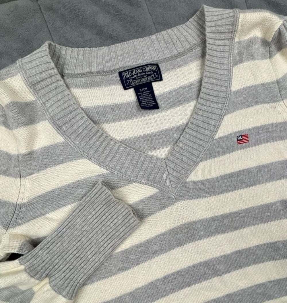Polo Jeans Co. Ralph Lauren Striped V-Neck Sweater Size S